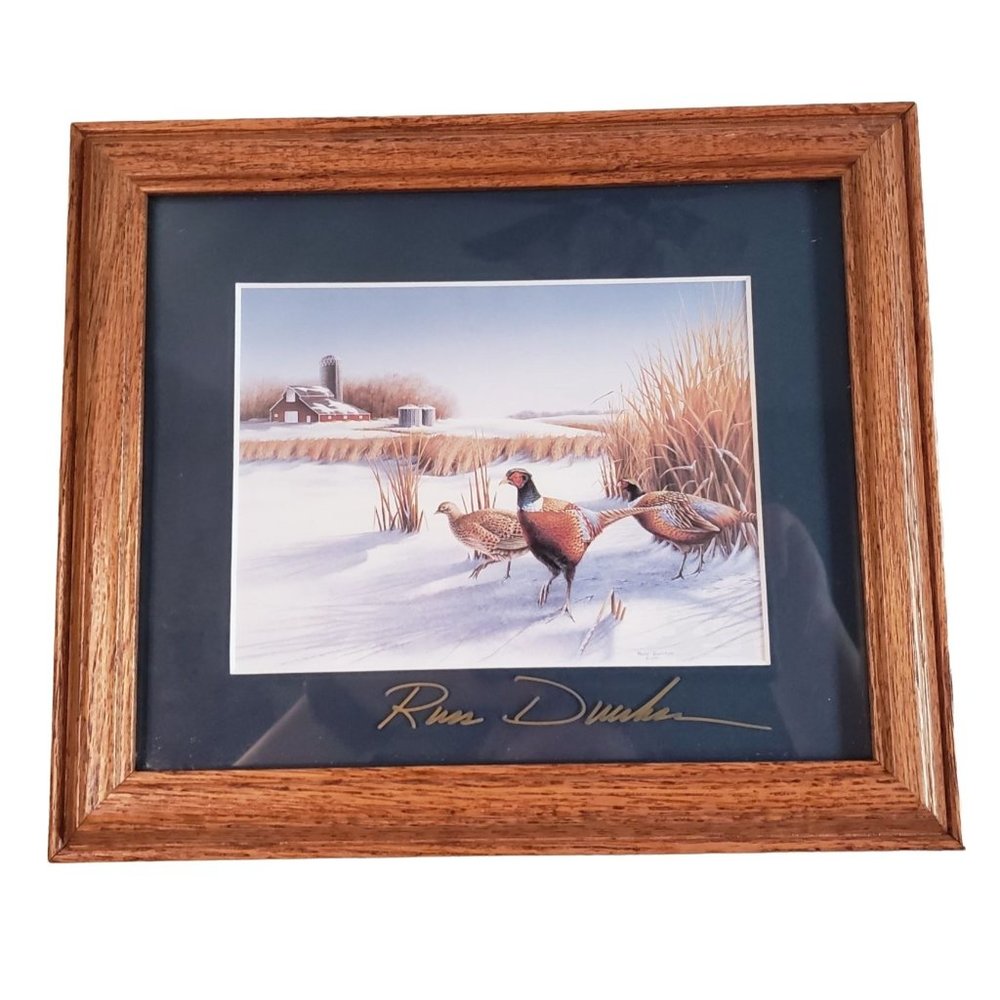 Russ Duerksen Winter Companions Pheasant Bird Signed Art Print